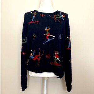 Chompas crochet Women's Black Ski Pattern Sweater